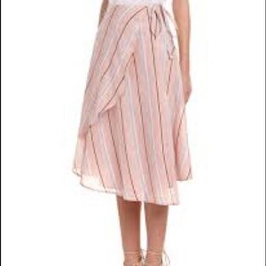 J.O.A Los Angeles stripe wrap skirt pink